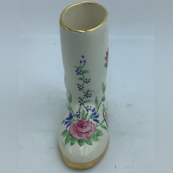 Vintage Knox Hand Painted Floral Boot Vase - Picture 4 of 9